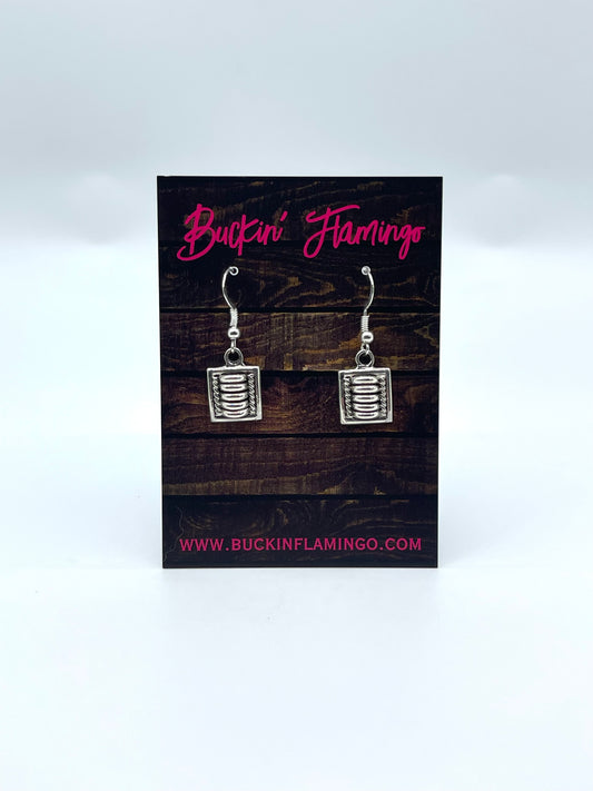 Water Bead Small Square Dangle Earrings by Thomas Charley, Navajo