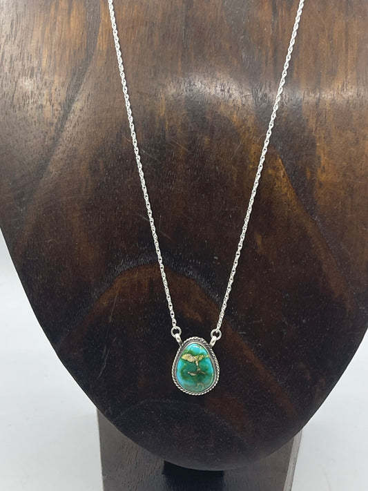 18" Sonoran Gold Turquoise Teardrop Necklace by Sharon McCarthy, Navajo