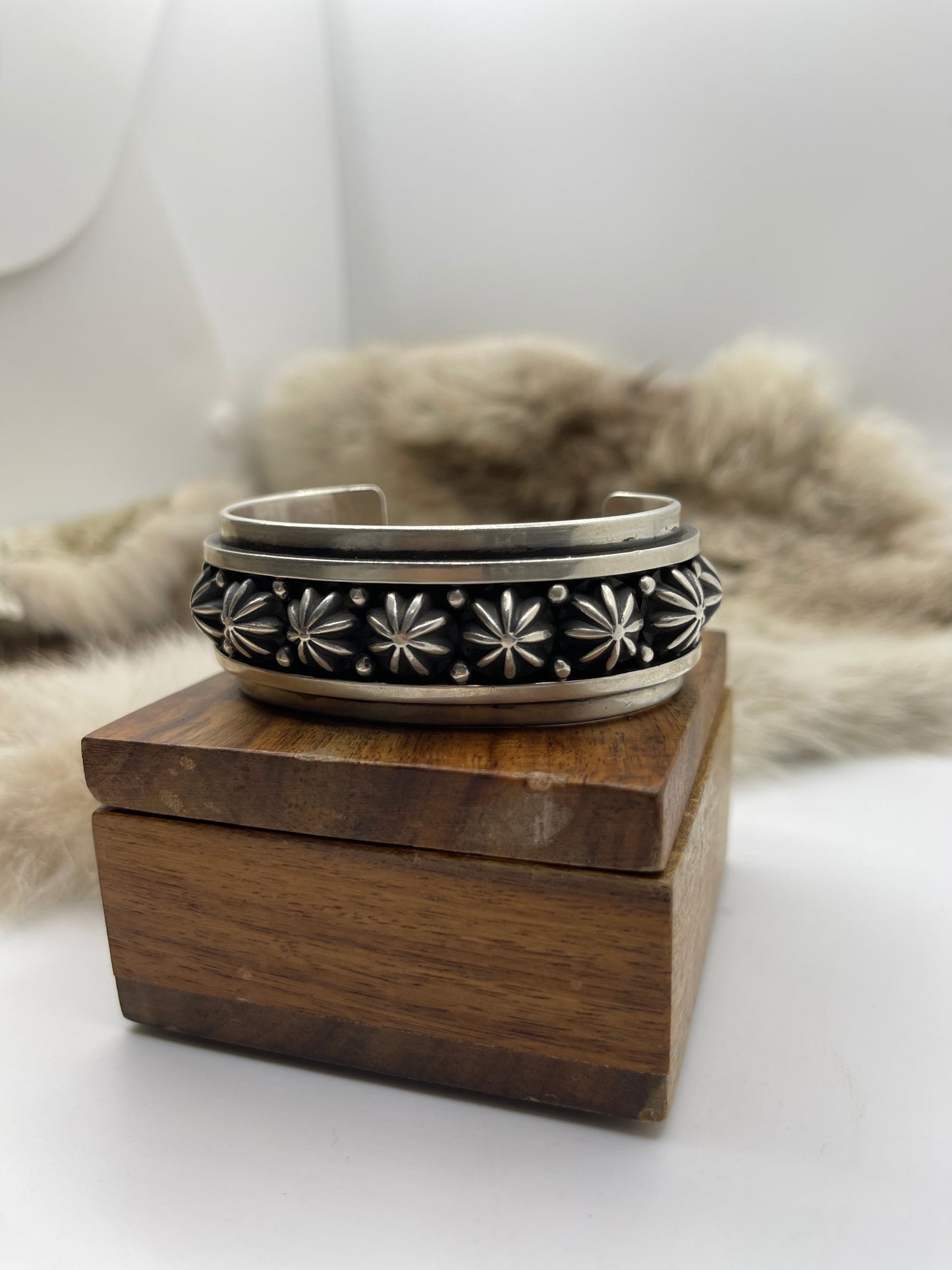 6.5”-6.75” Multi Star Heavy Silver Cuff by Happy Piaso, Navajo