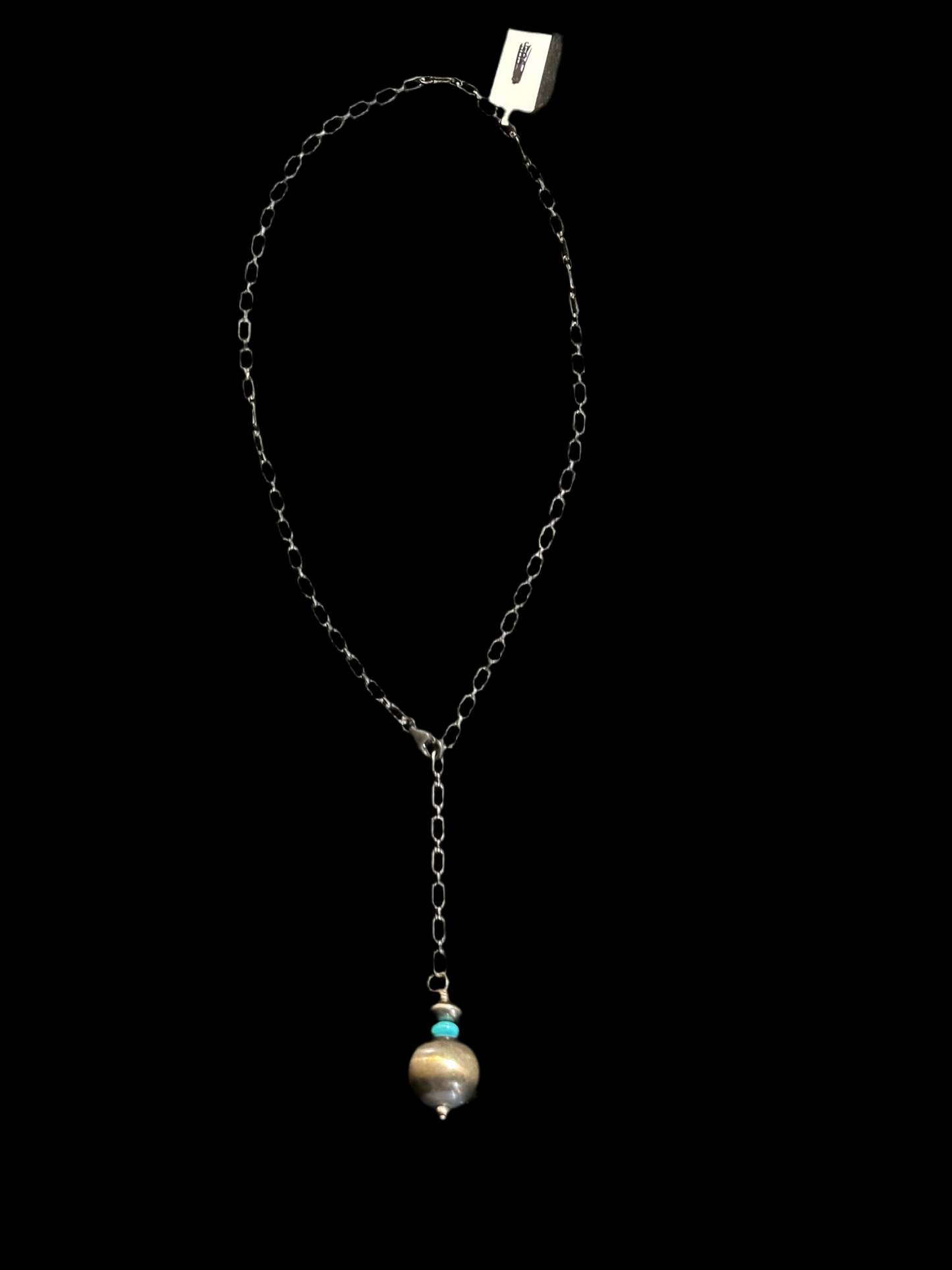 18" 16mm Navajo Pearl & Turquoise Adjustable Lariat Necklace