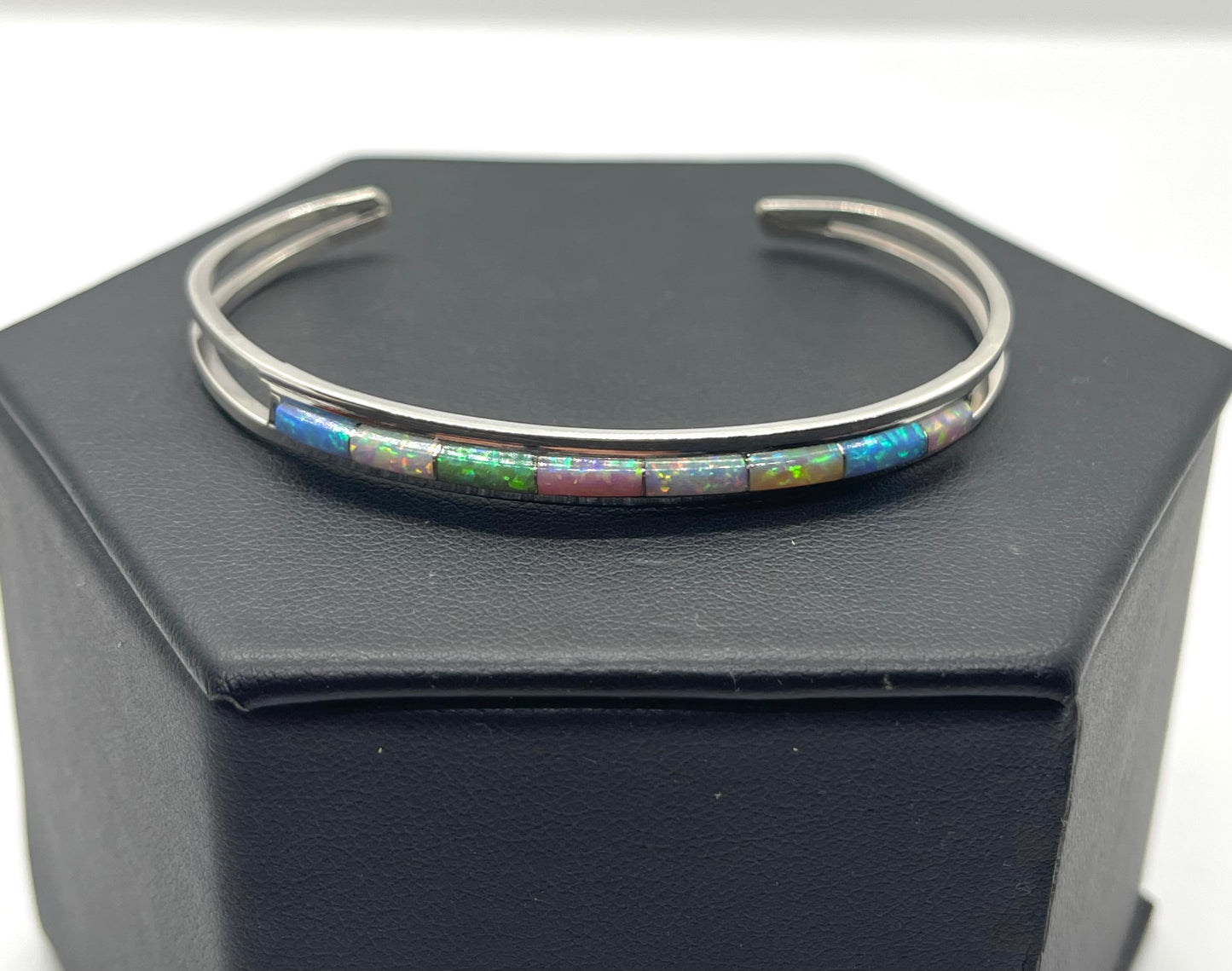 6 1/2" Multi Color Opal Inlay Cuff by Anson Wallace, Zuni