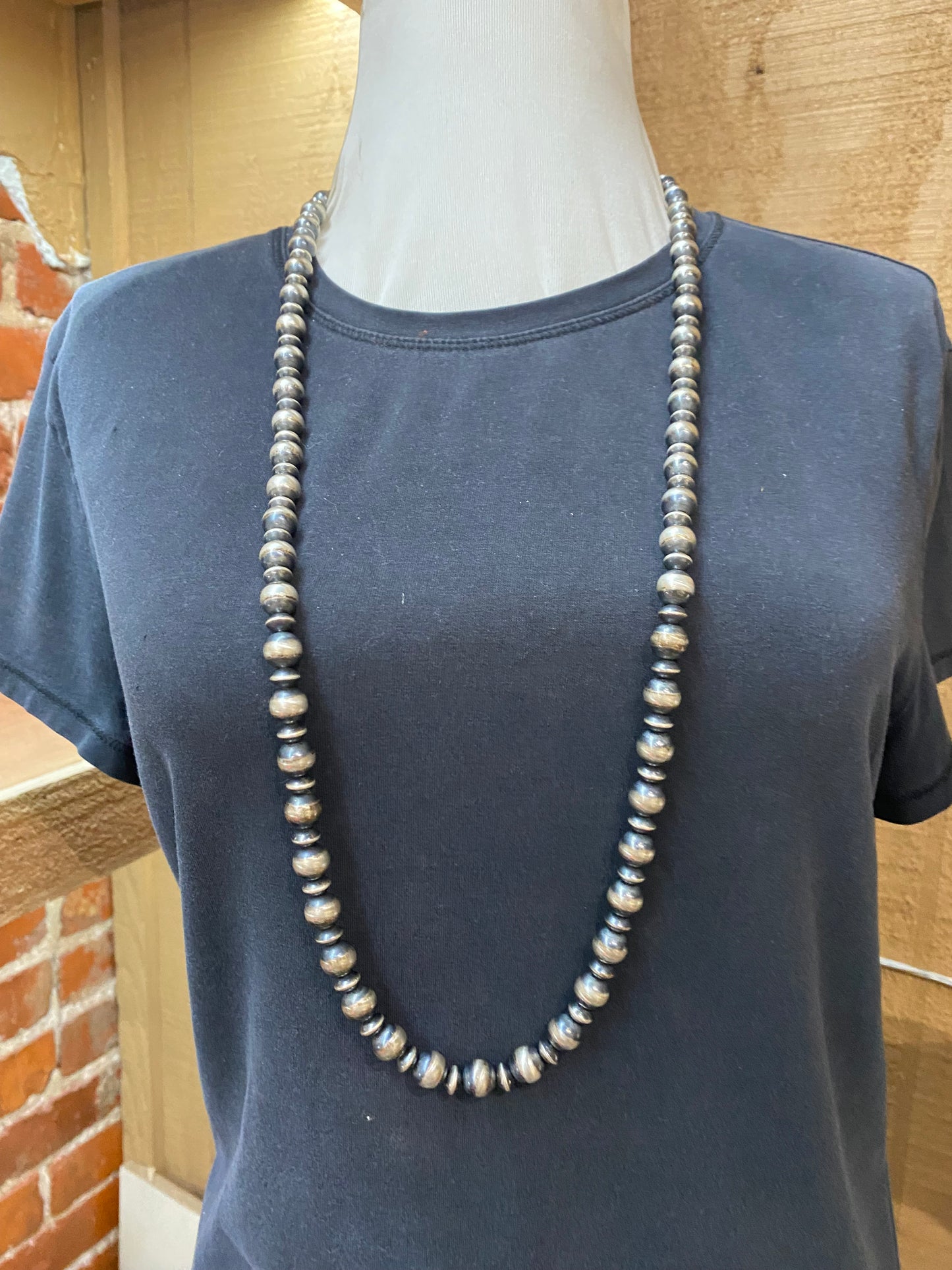 36" 10mm Navajo Pearls and 8mm Navajo Saucers