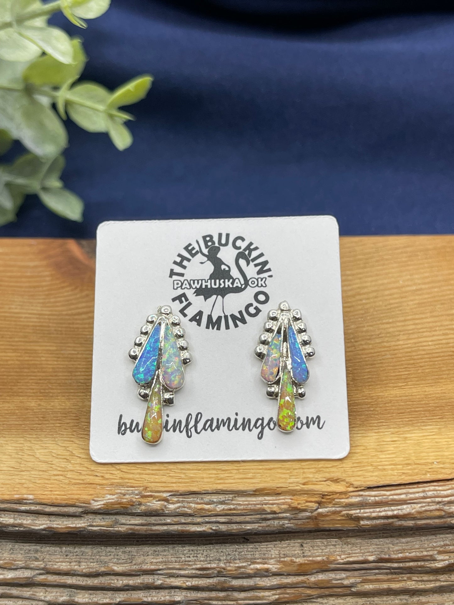 Opal Inlay Post Earrings