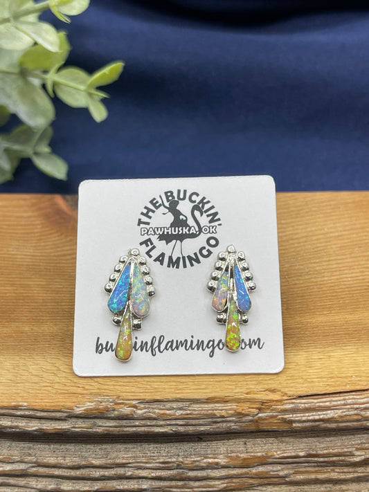 Opal Inlay Post Earrings