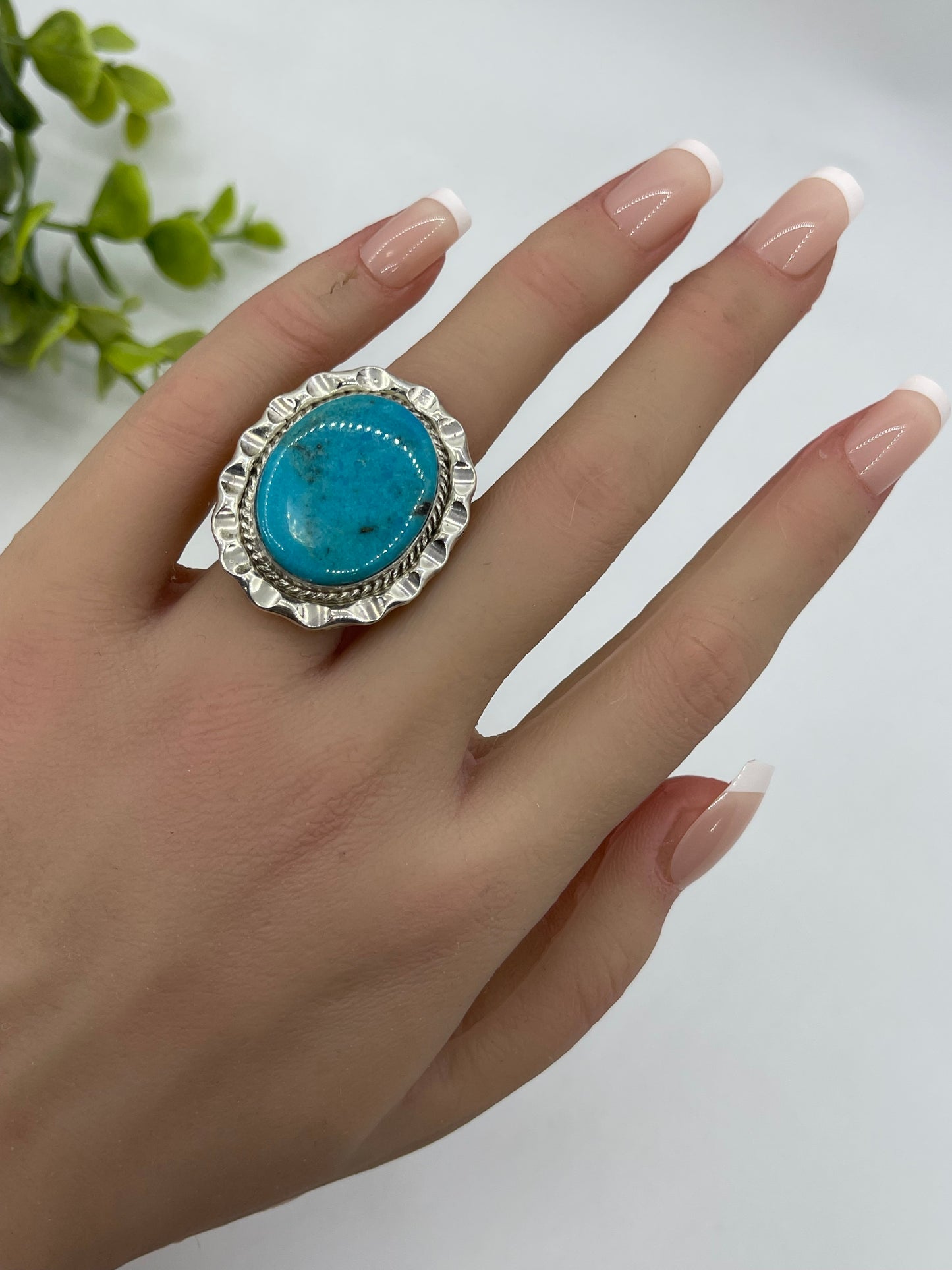 5.5 Kingman Turquoise Ring by Samuel Yellowhair, Navajo