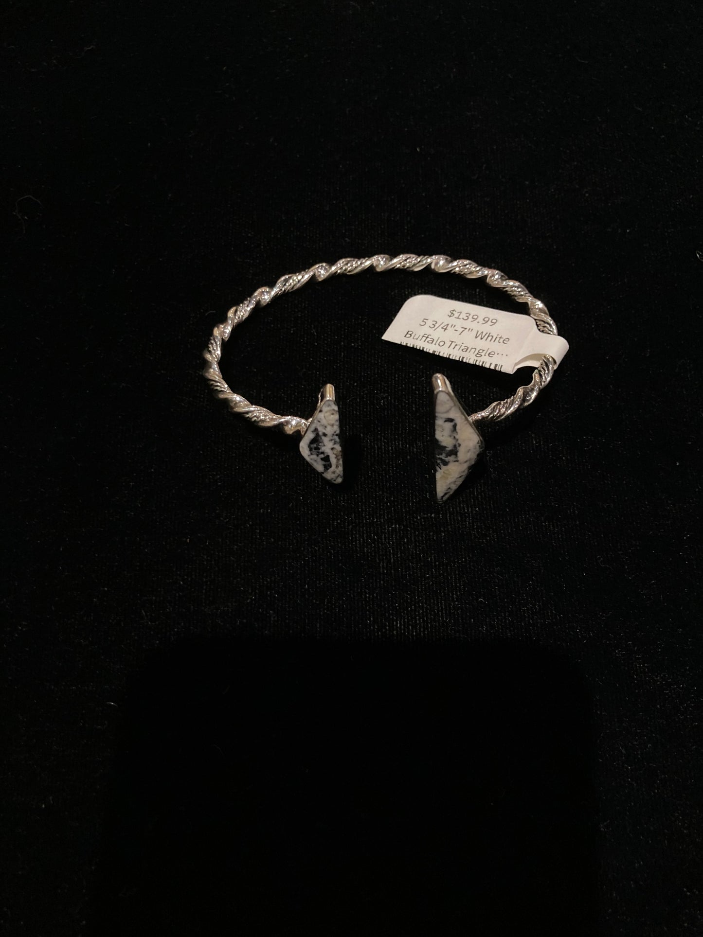 5 3/4"-7" White Buffalo Triangle Cuff by Mike Smith, Navajo