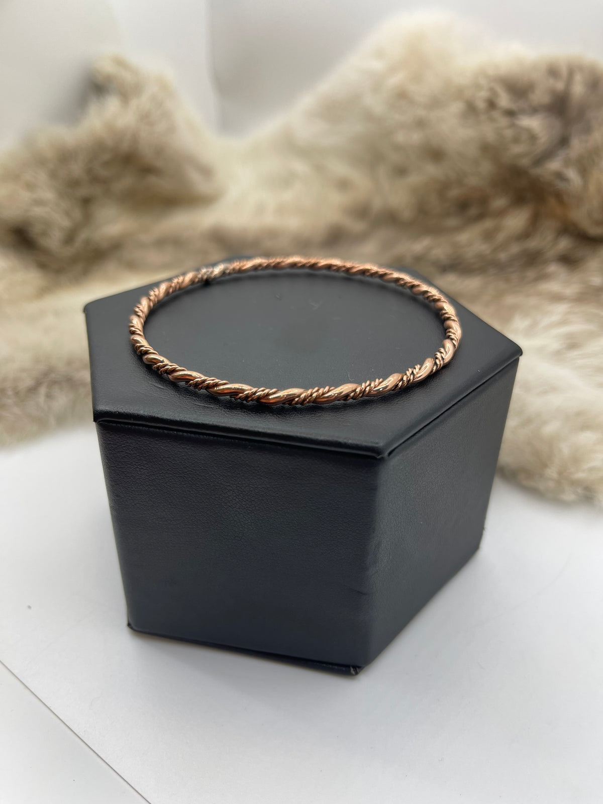 Copper Twisted Wire Bangle by Elaine Tahe, Navajo
