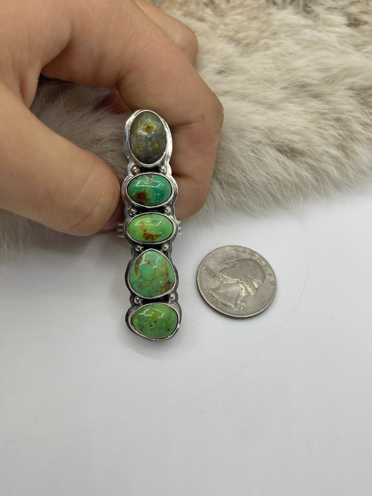 6.0 5 Stone Green Pixie Turquoise Ring