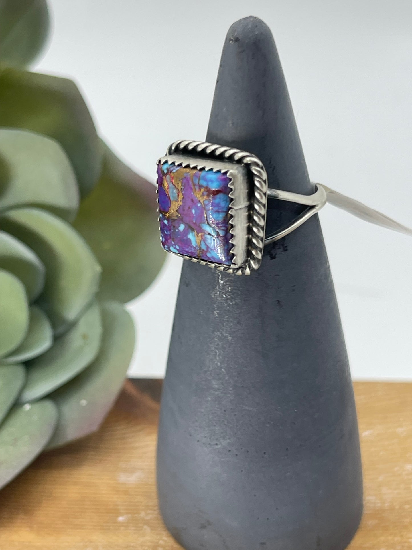 8.5 Purple Mojave Square Ring by Freda Martinez, Navajo