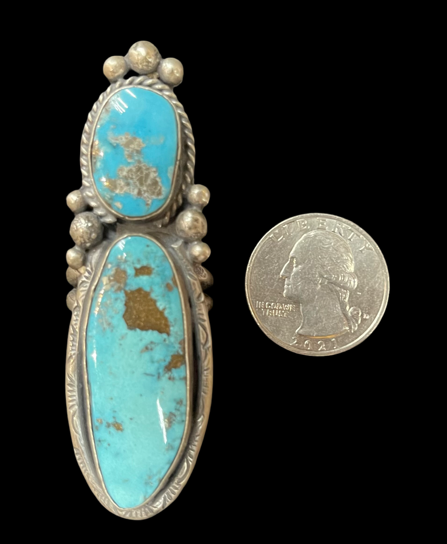 11.0 Kingman Turquoise Ring by Boyd Ashley, Navajo