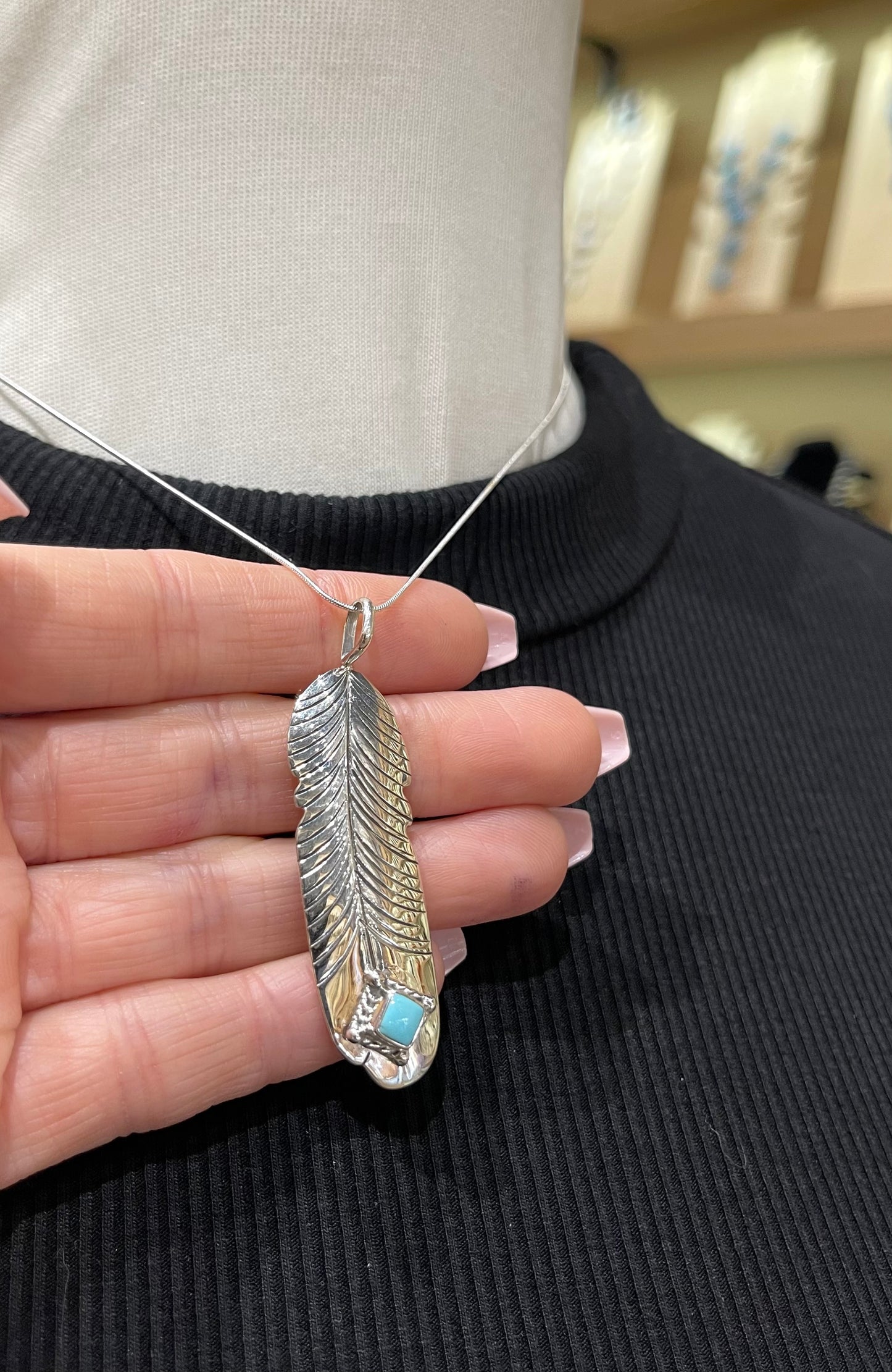 16" Feather Necklace by Raymond Yazzie, Navajo
