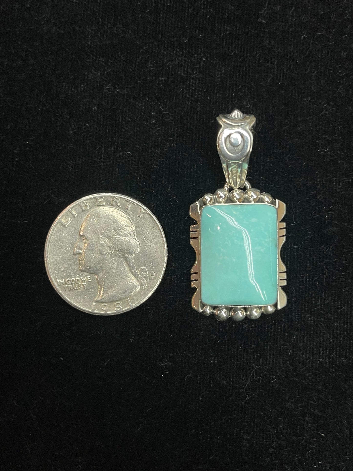 9.2mm Bale Kingman Turquoise Pendant by Phyllis A. Smith, Navajo