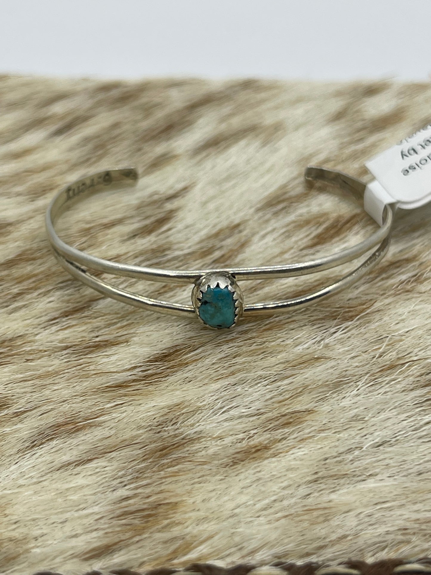 Kingman Turquoise Baby Bracelet by G.Perry, Navajo