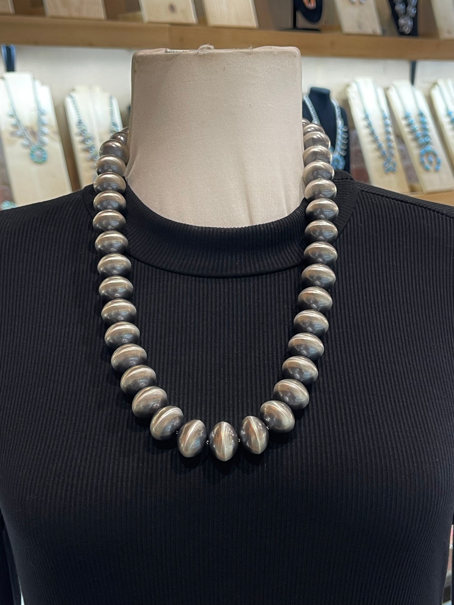 24" 18mm Handmade Navajo Pearl by Bryannen Halwood, Navajo