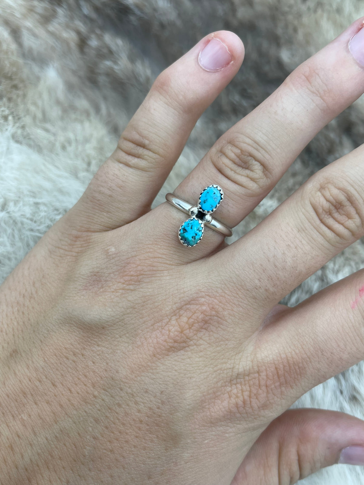 5.5 2 Stone Turquoise Ring Navajo