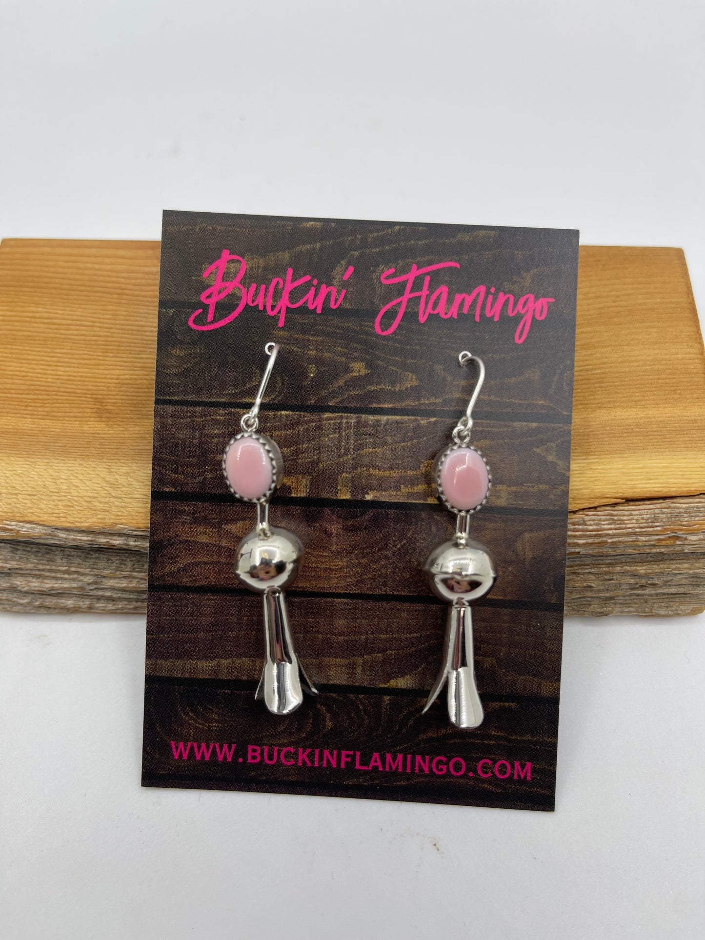 Pink Conch Shell Blossom Dangle Earrings by Emily Tsosie, Navajo