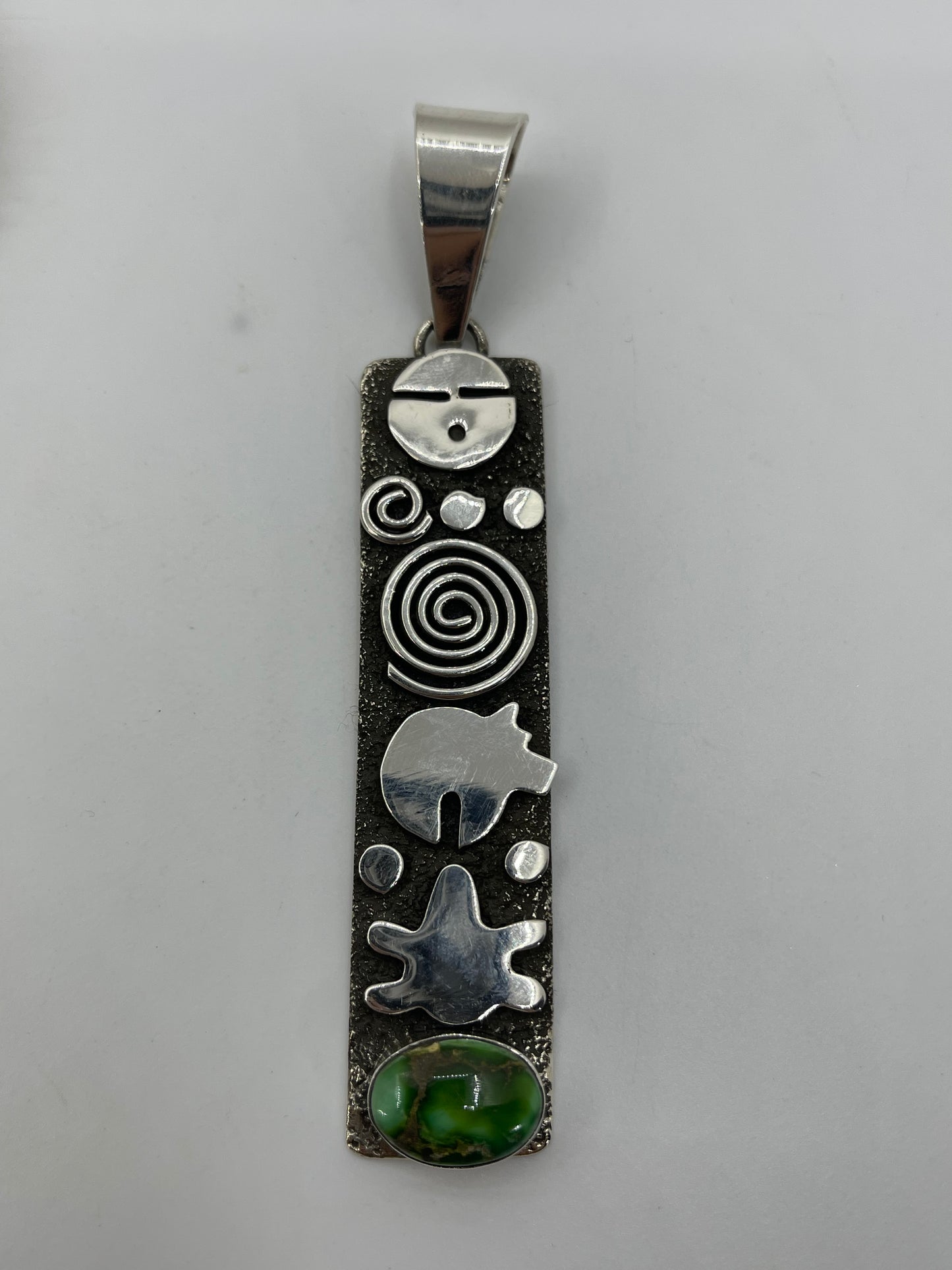 Long Rectangle Pendant with Sonoran Gold Turquoise by Alex Sanchez, Navajo