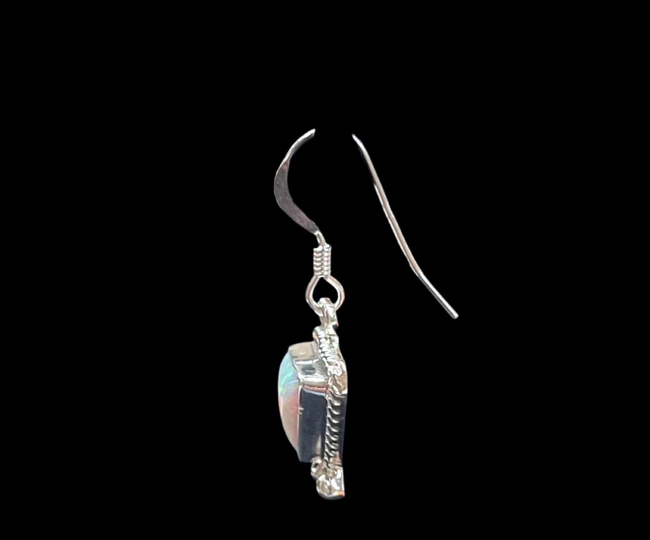 White Opal Triangle Hook Dangle Earrings by Gary Shorty, Navajo