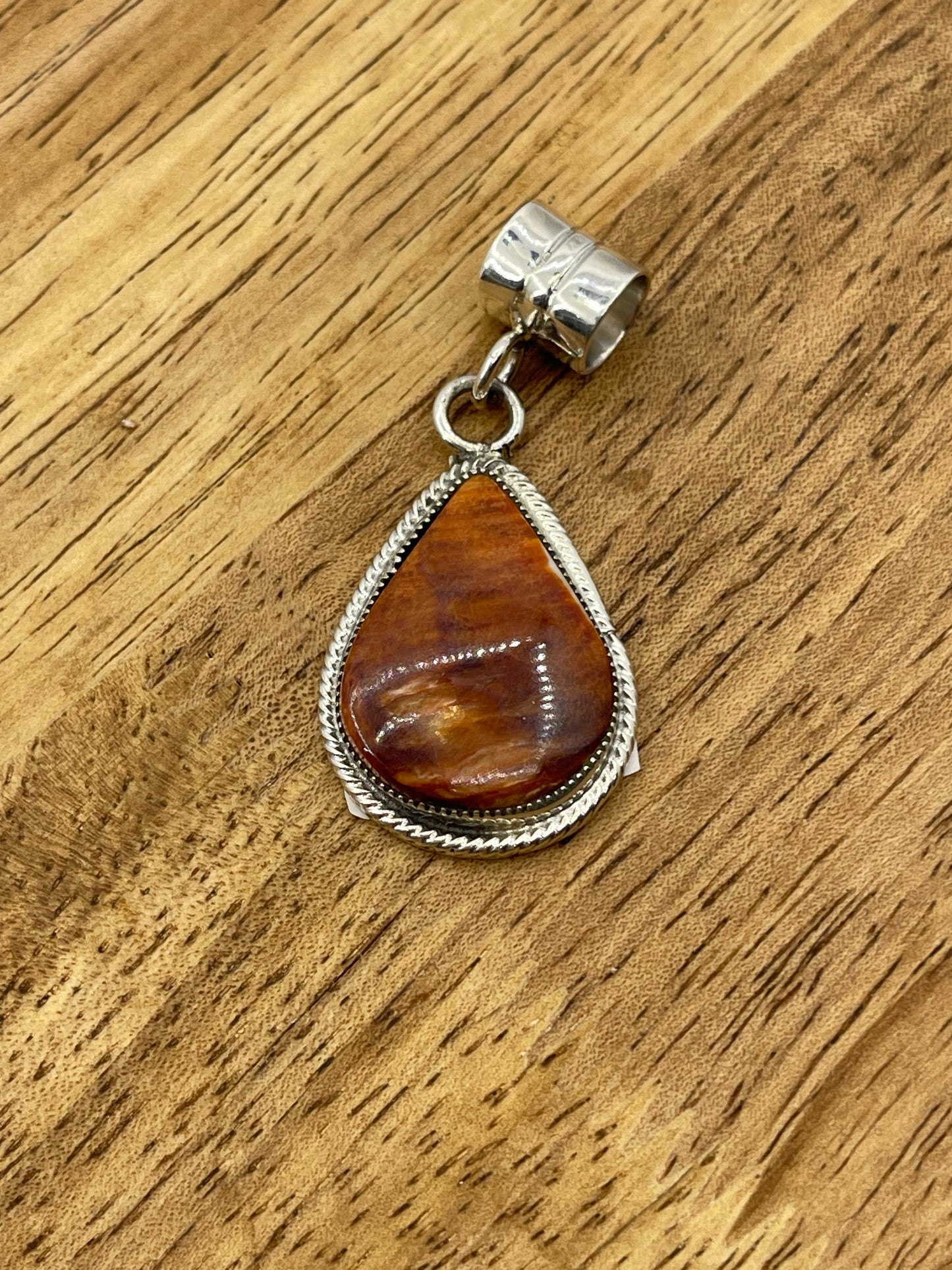 Spiny Oyster Shell Teardrop Pendant by Gregg Yazzie, Navajo