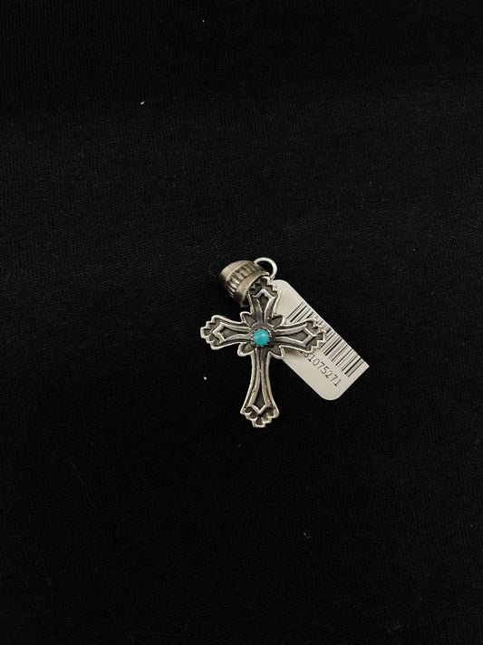 Turquoise Cross Pendant with a 7mm Bale by Matthew Gordon, Navajo