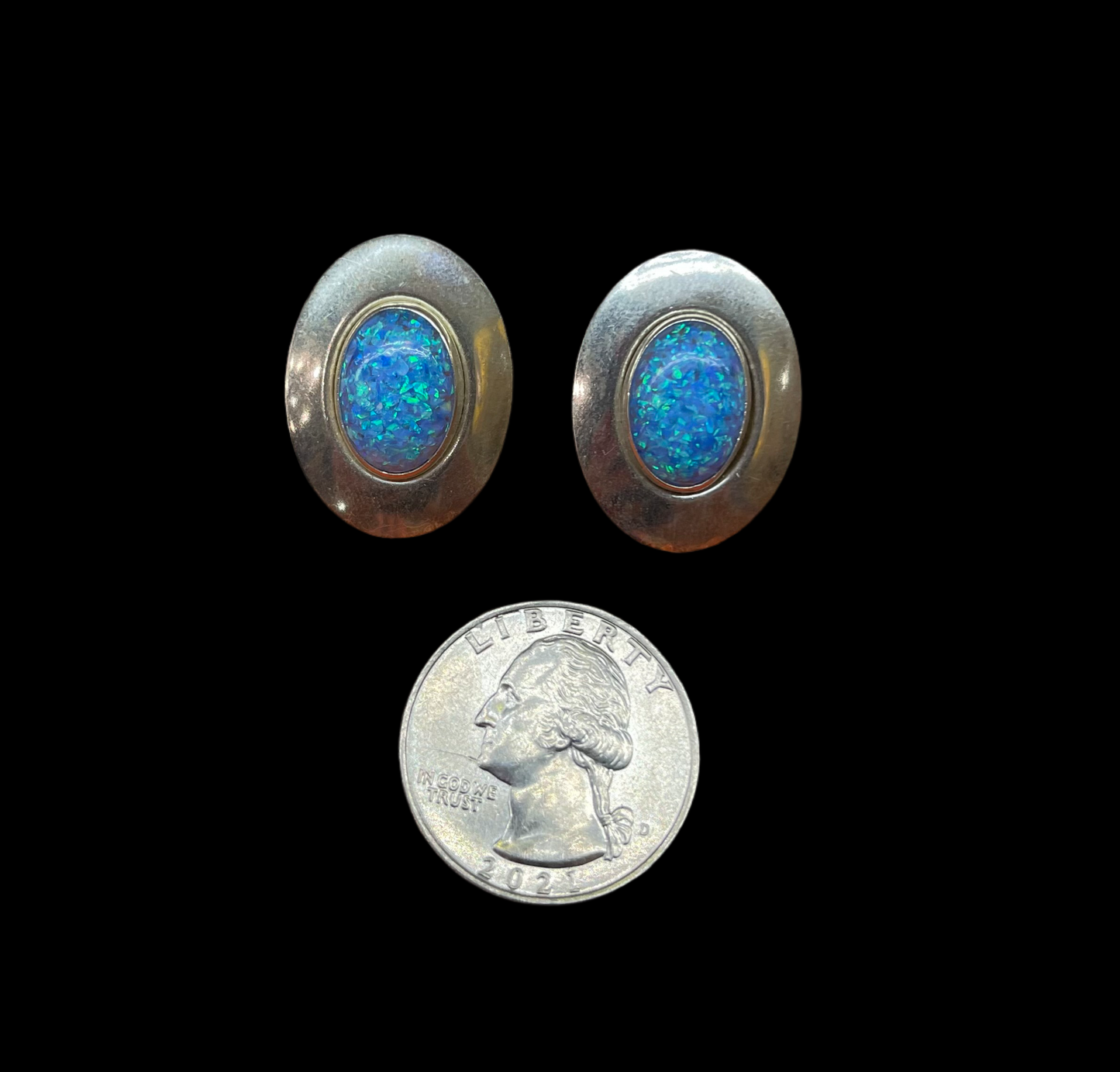 Blue Opal Post Earrings