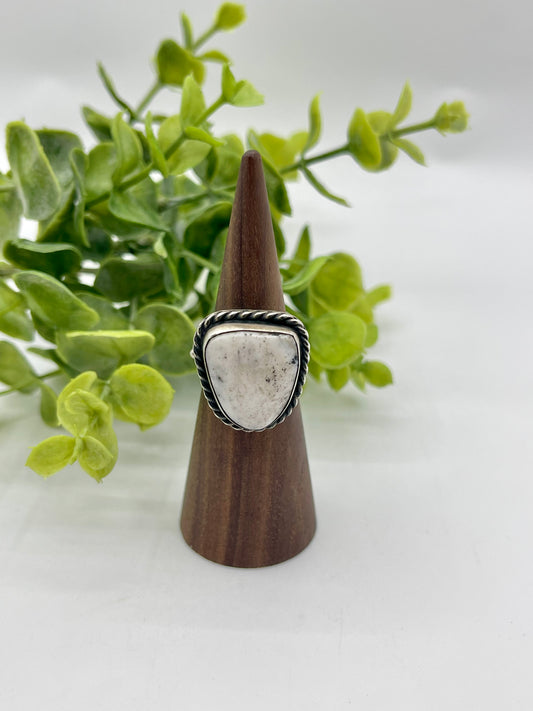 6.5 Triangular White Buffalo Ring