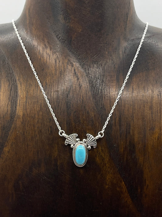 18" Turquoise Oval Necklace by Verley Betone, Navajo