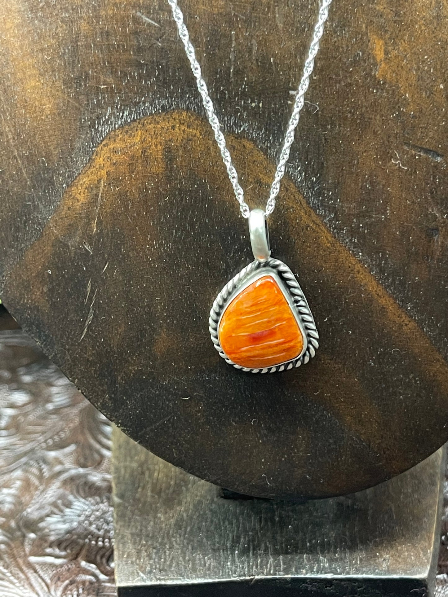 18" Spiny Oyster Pendant by Johnny Dixon, Navajo