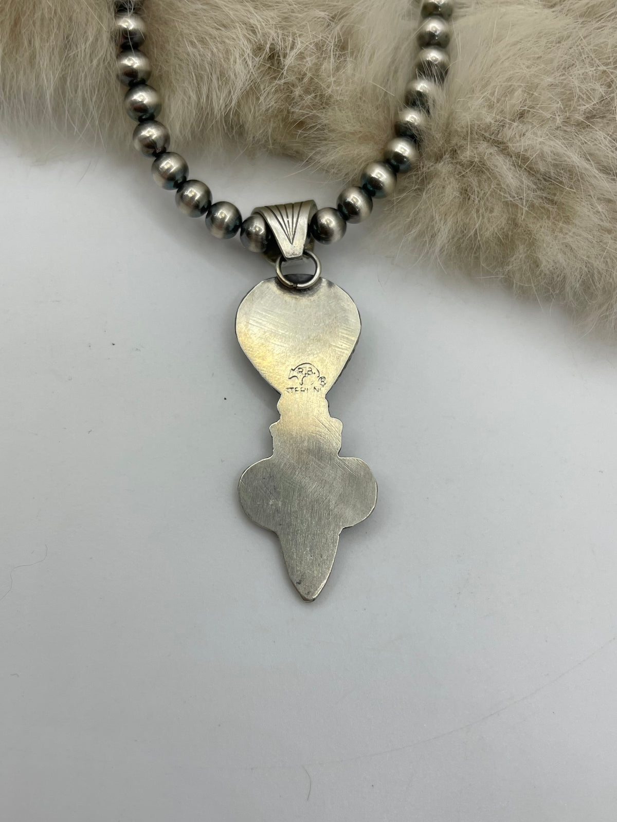 16” 5mm Navajo Style Pearls Golden Hills Turquoise Pendant by Gary Shorty, Navajo