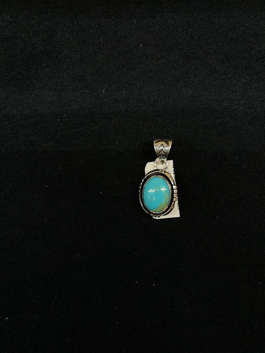 Small Kingman Turquoise Oval Pendant with a 6.6mm Bale