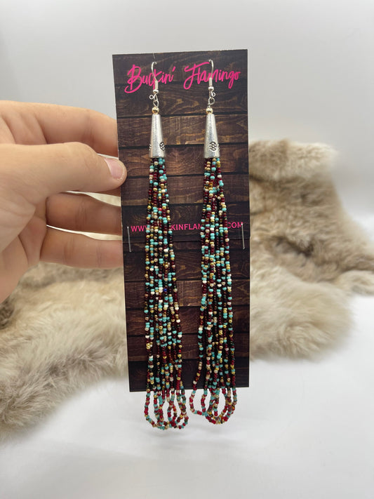 7" Glass Sead Beads Earrings by Ron McCulley, Navajo