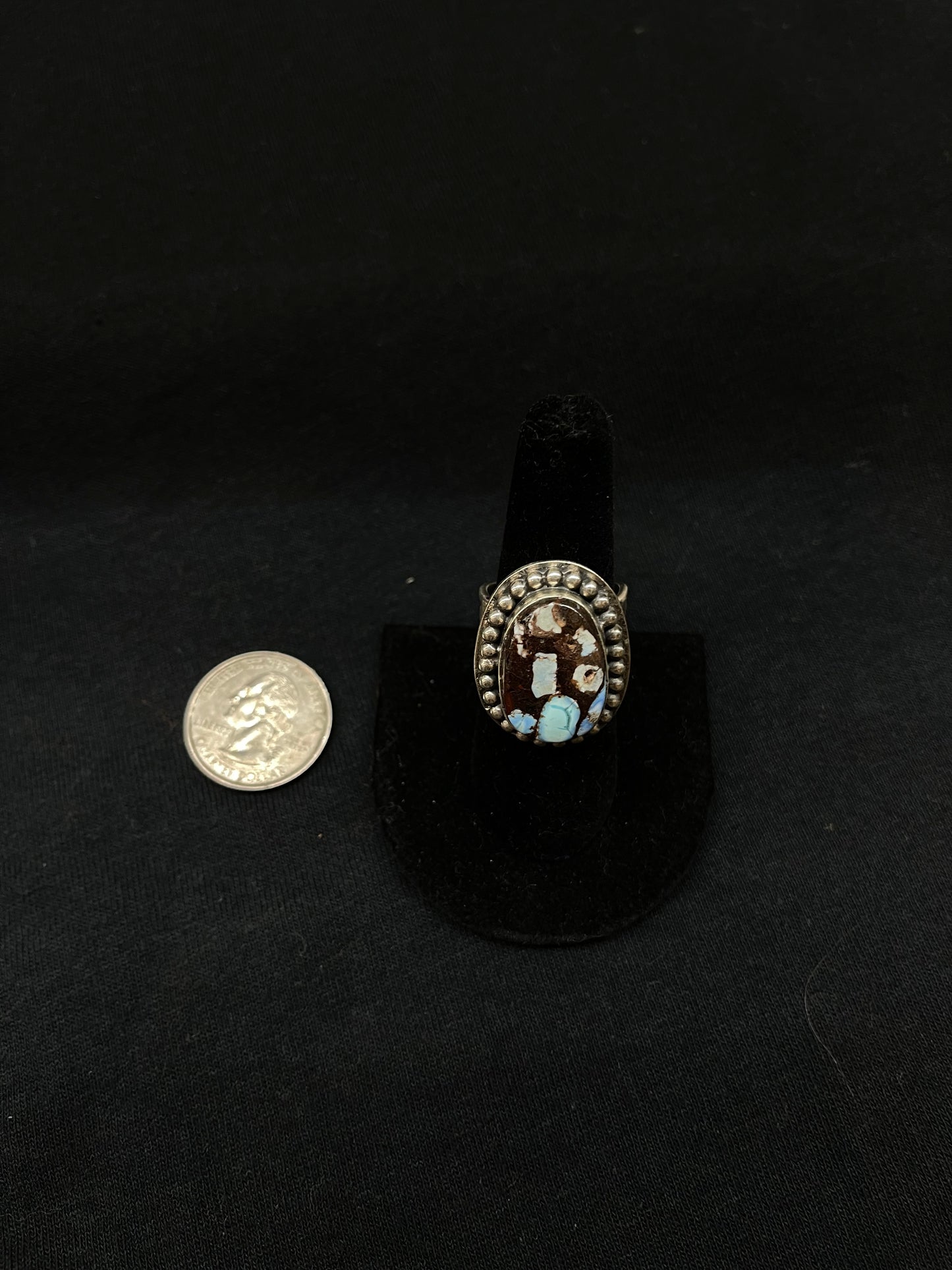 8.0 Mosaic Golden Hills Turquoise Ring by Zia