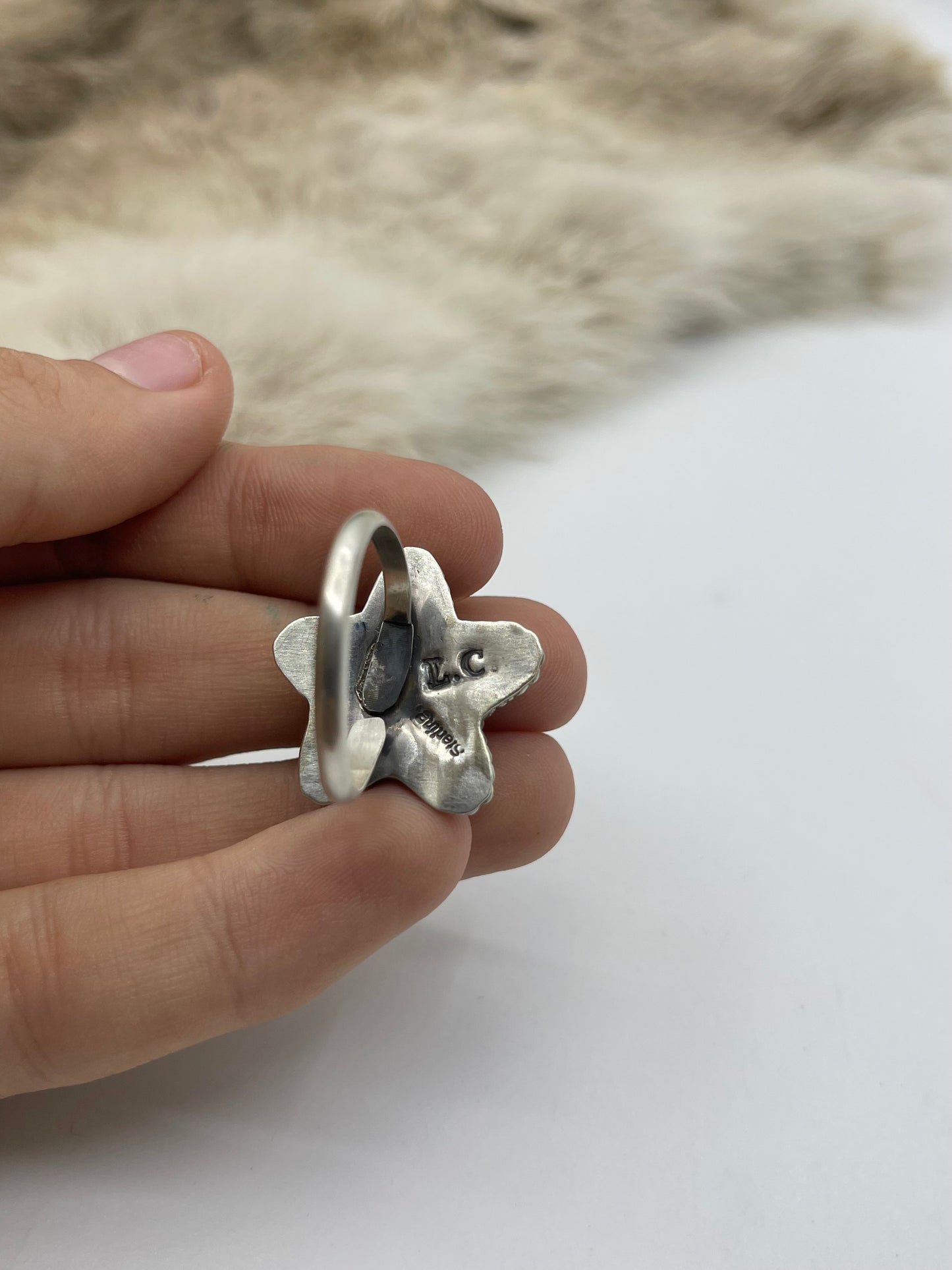 Adjustable Blue/Green Star Ring by Larson Chee, Navajo