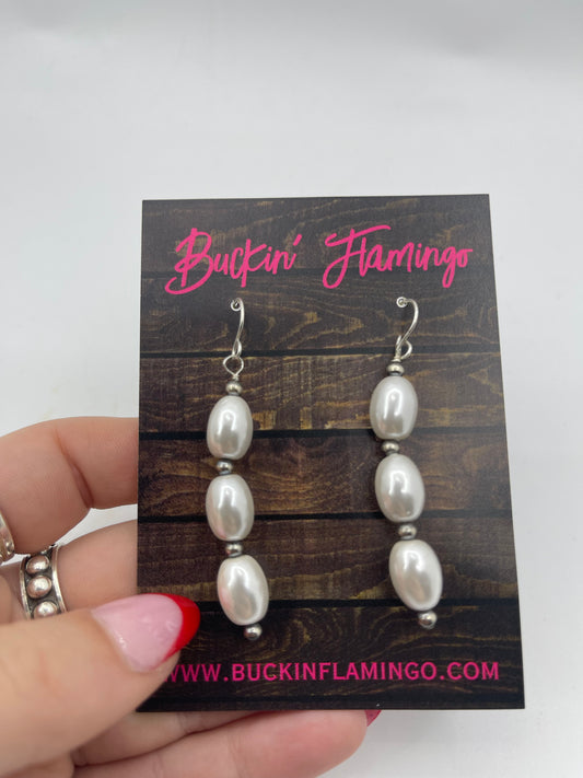 3 Drop Freshwater Pearl Earrings