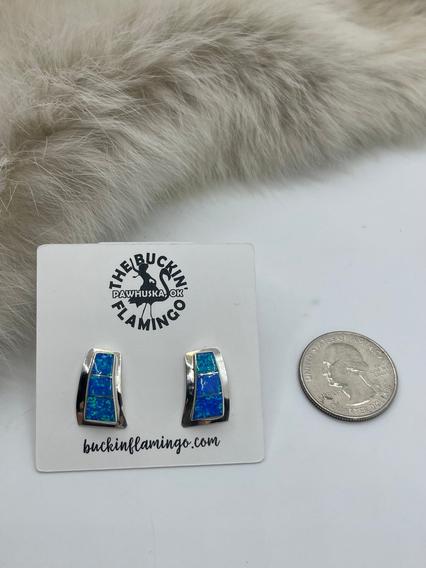 Blue Opal Post at Top Earrings by Cynthia Johnson, Navajo