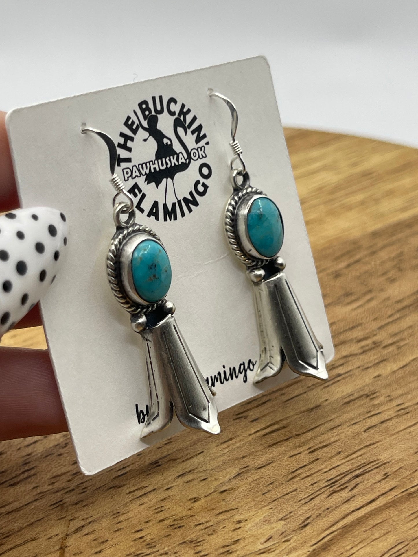 Turquoise Dangle Blossom Earrings by Sharon McCarthy, Navajo