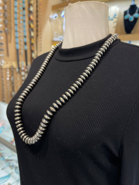 30" 10mm Handmade Rondelle Navajo Pearl Necklace