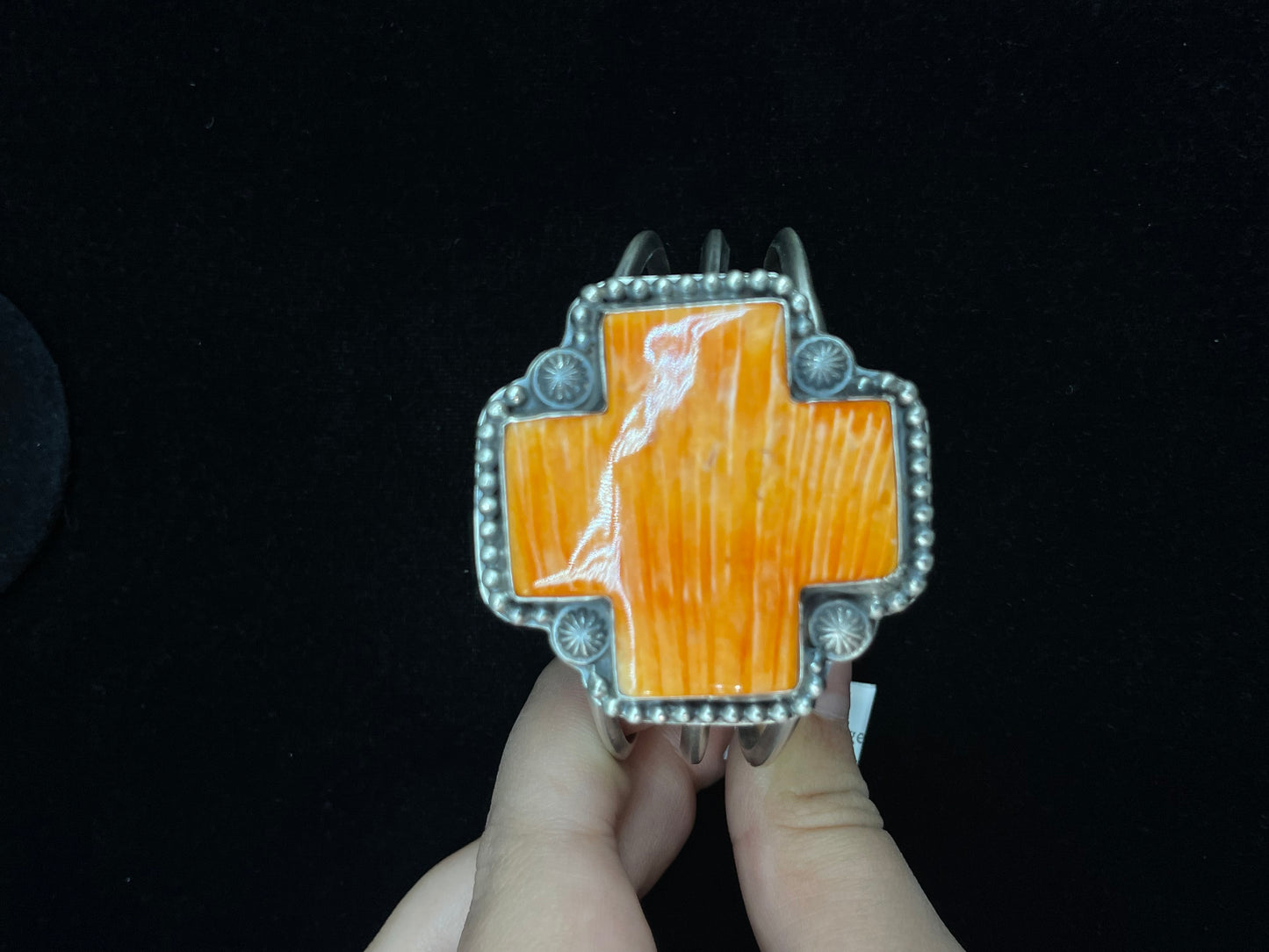 6 1/2" Orange Spiny Oyster Shell Cuff by Francis L. Begay, Navajo