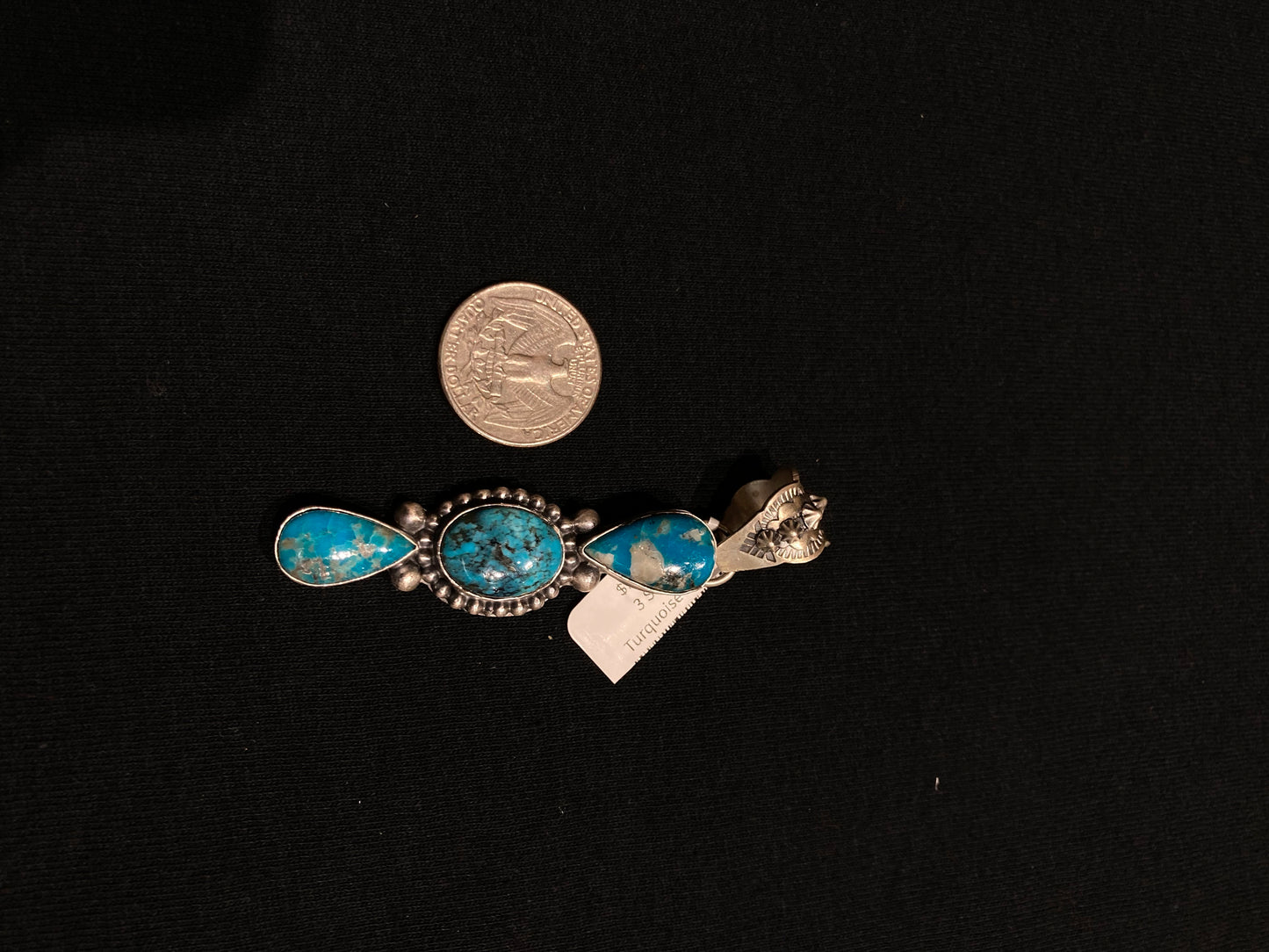3 Stone Turquoise Pendant with a 11mm Bale by Thomas Nez, Navajo