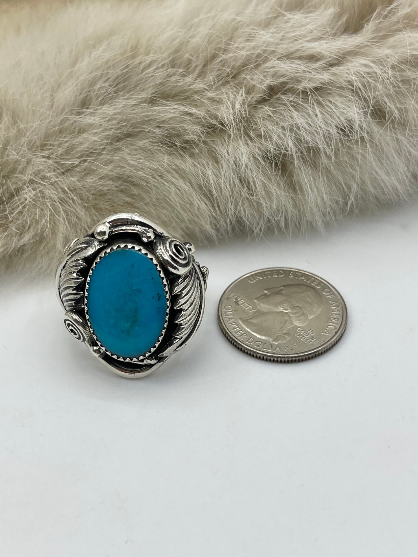 10.0 Turquoise Ring by Darrell Morgan, Navajo