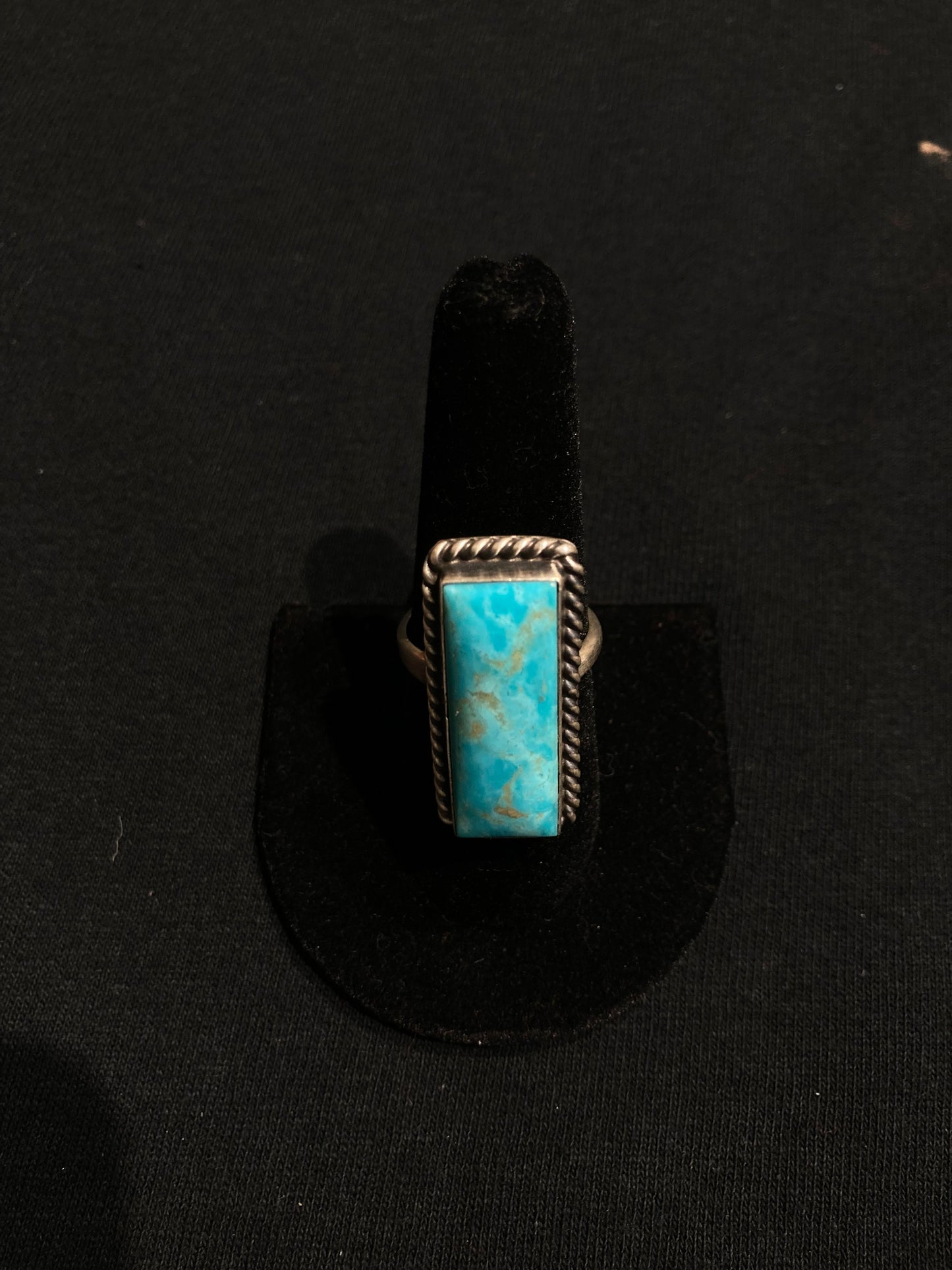 Adjustable Kingman Turquoise Bar Ring by Alfred Martinez, Navajo