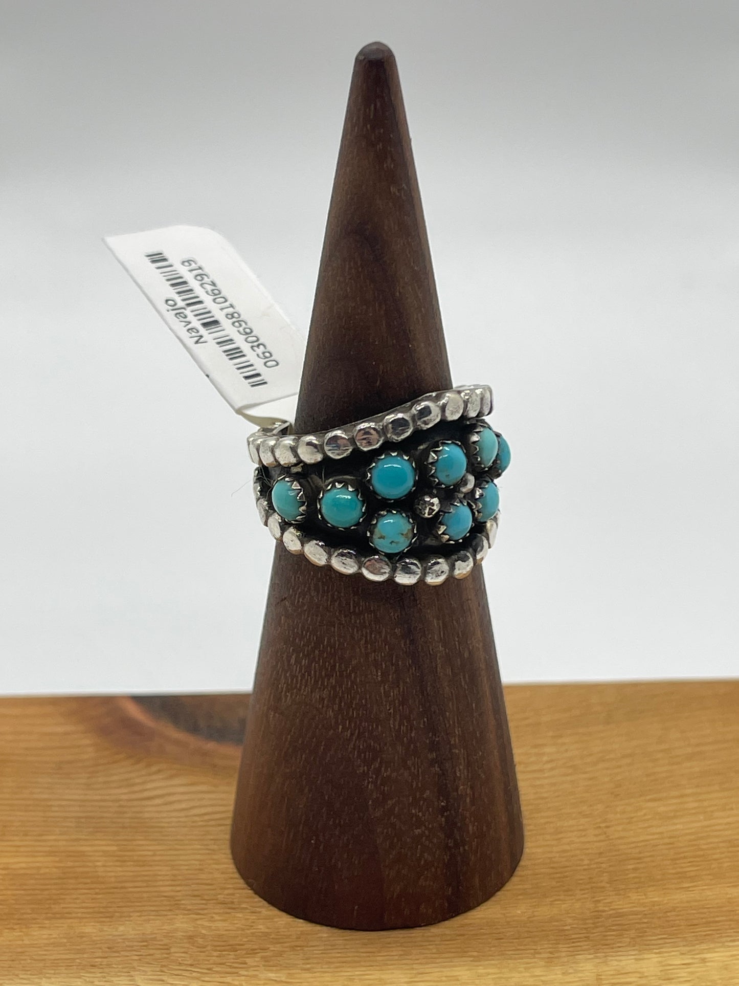 9.0 10 Stone Turquoise Ring by Bobby Platero, Navajo