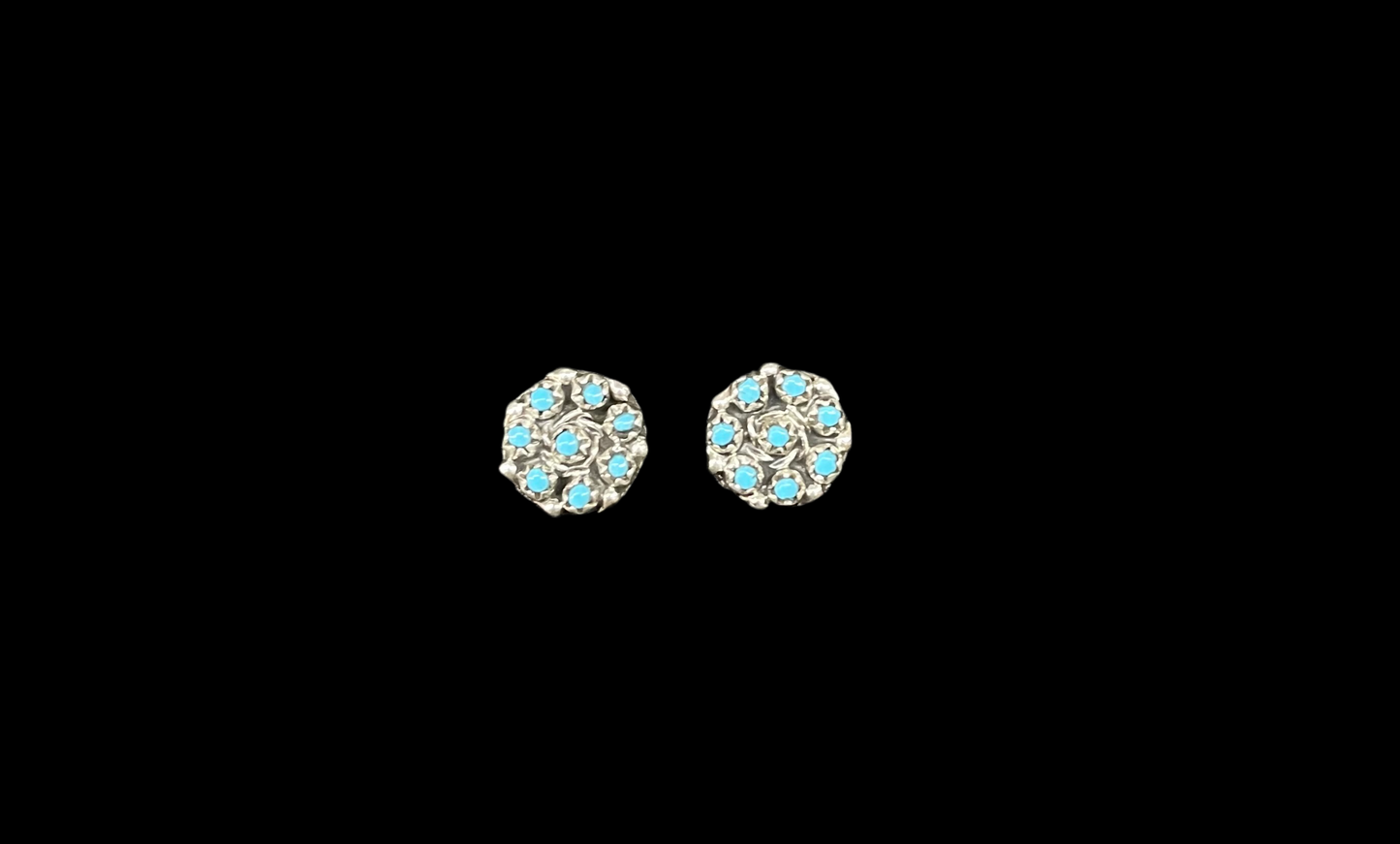 Sleeping Beauty Turquoise Studs by Randy Hooee, Zuni