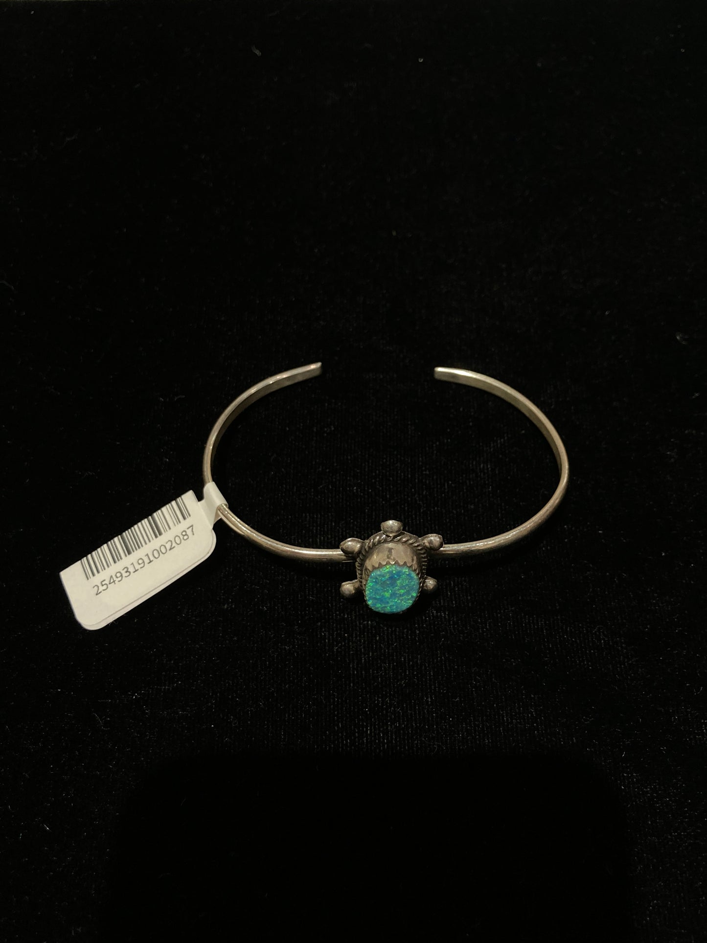 5 1/2"-7" Blue Opal Turtle Cuff by Kalana Hustito, Zuni