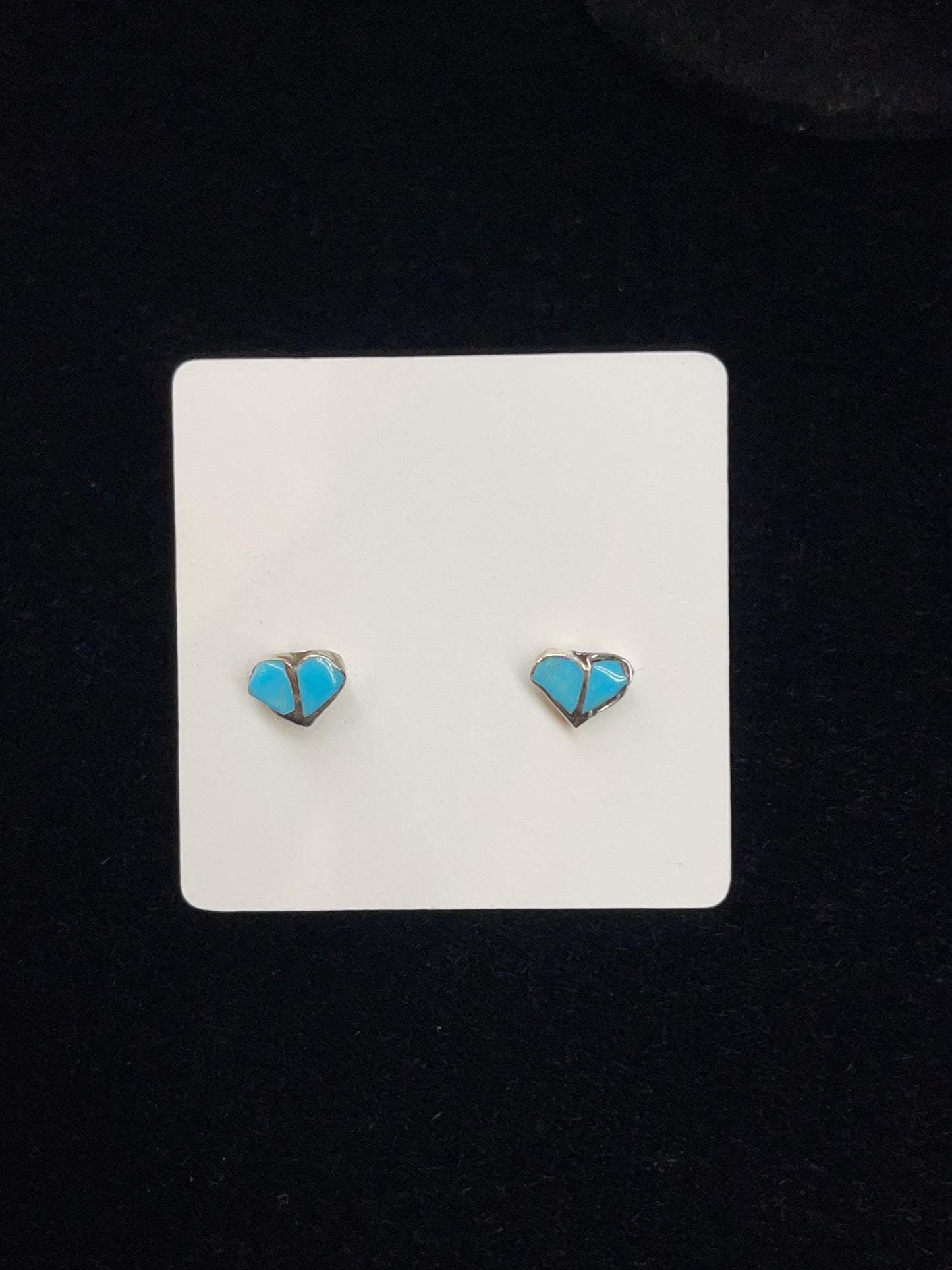 5.0 Turquoise Inlay Heart Ring with Matching Post Earrings