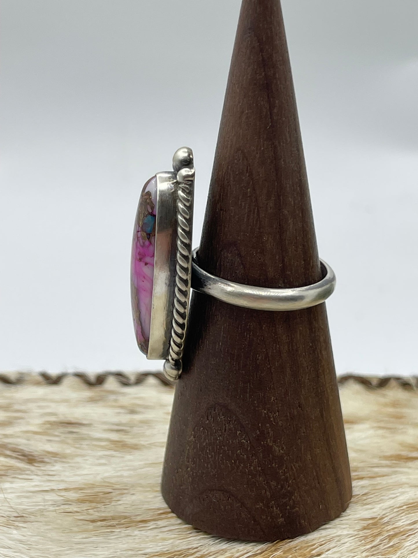 Purple Mojave Adjustable Ring by Eugene Belone, Navajo (Matrix Varies)