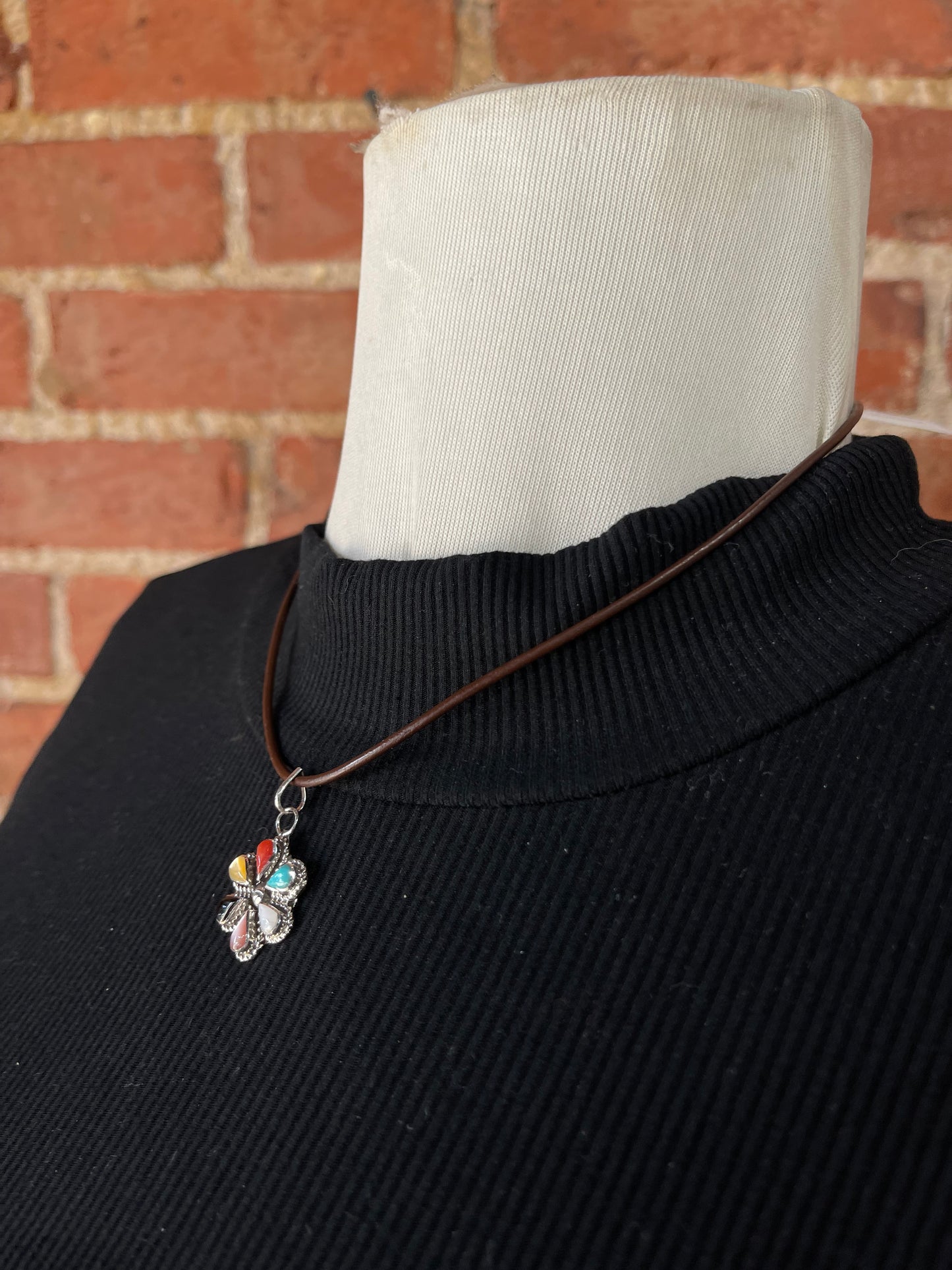 Multi Stone Leather necklace by Gina Dosedo, Zuni