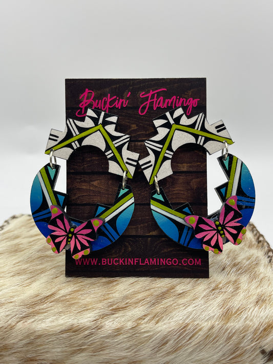 Hand Painted Wood Earrings by Micah Garcia, Santo Domingo