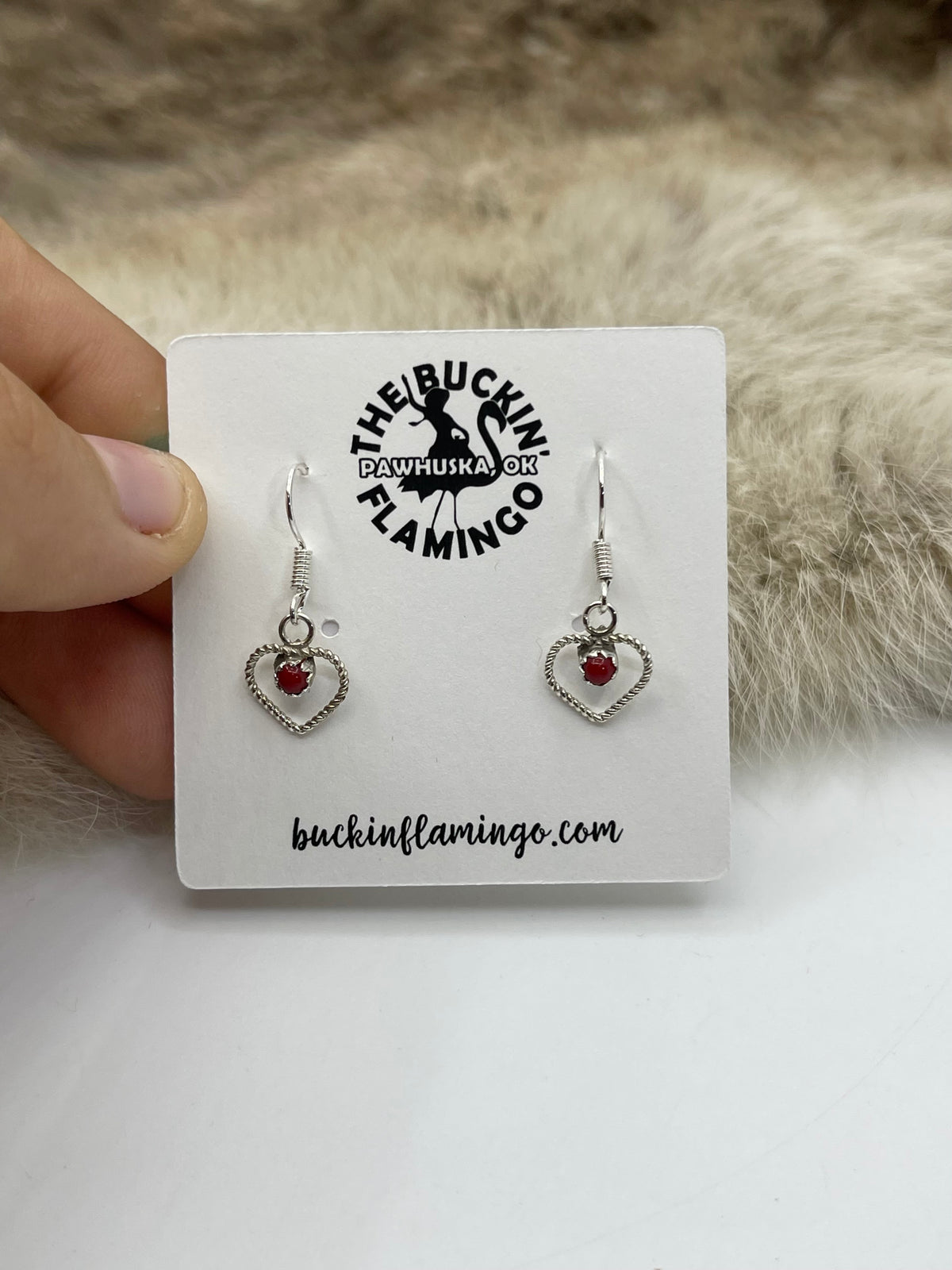 Red Coral Earrings by Shantel Bitsuie, Navajo