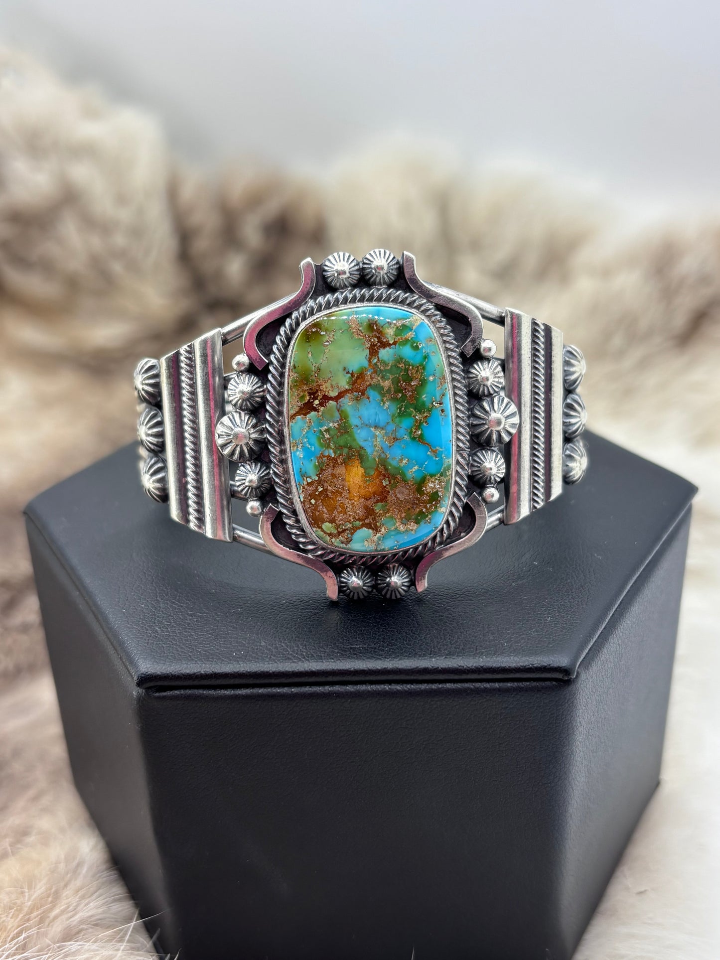 6.25" Sonoran Gold Turquoise Cuff by Tom Lewis, Navajo